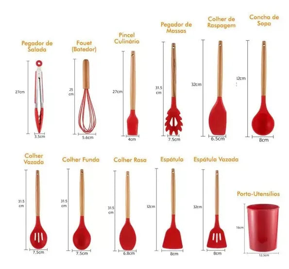 Kit Jogo 11 Peças de Cozinha Silicone