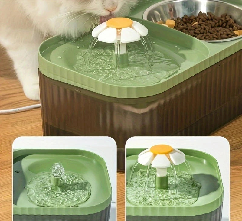 💧 Fonte de Água para Gatos com Tigela de Alimento em Aço Inoxidável 🐱