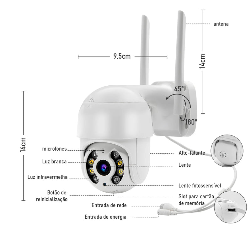 Câmera de Segurança WiFi Full HD Icsee - Monitoramento Externo com Visão Noturna e à Prova d'Água